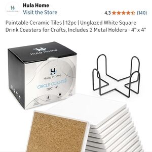 NIB HULA Ceramic Coaster Sets For Decorating